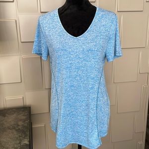 Koralhy top shirt blue athletic exercise running short sleeve V neck Size Large
